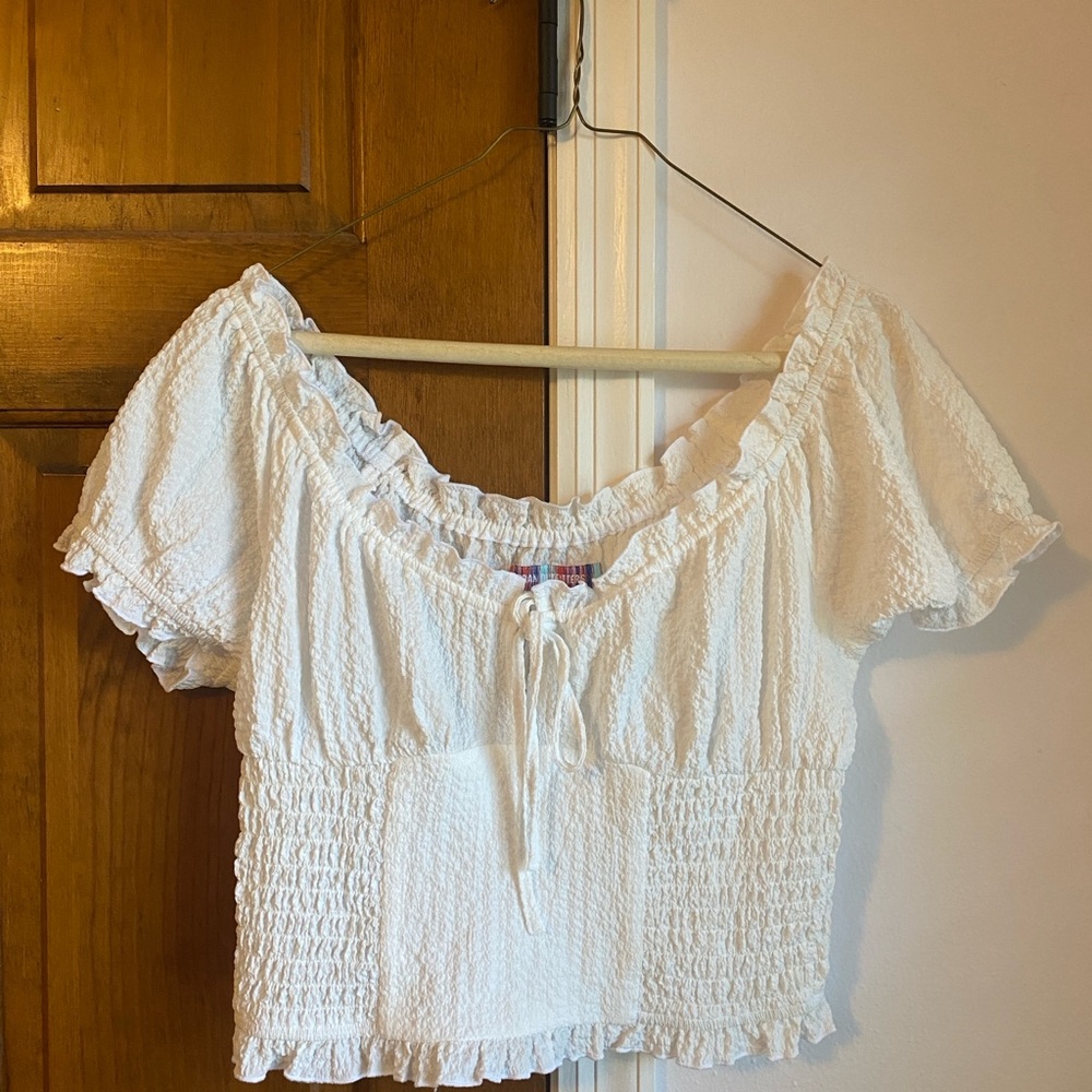 Urban Outfitters White Smocked Blouse